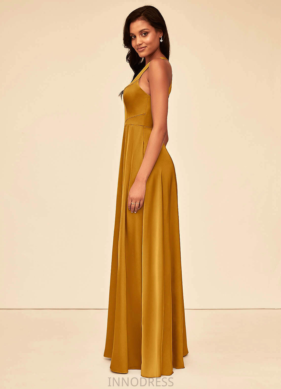 Sienna V-Neck A-Line/Princess Sleeveless Floor Length Natural Waist Bridesmaid Dresses