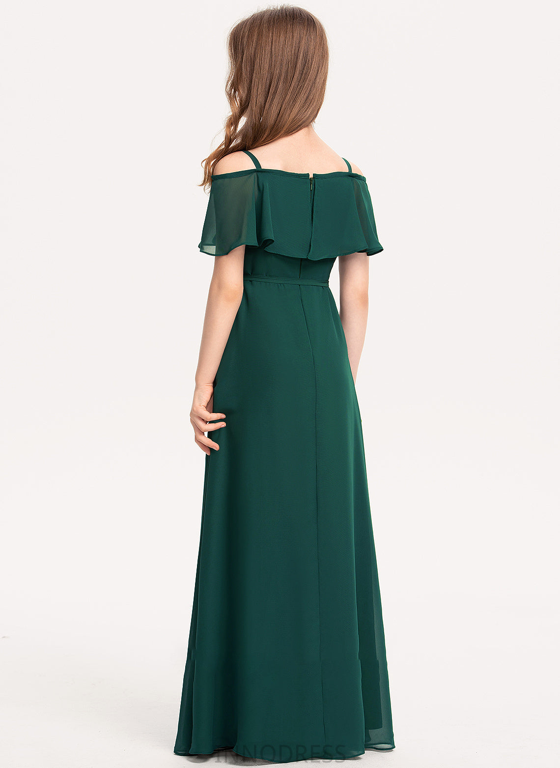 Junior Bridesmaid Dresses Natasha Bow(s) A-Line With Floor-Length Chiffon Off-the-Shoulder