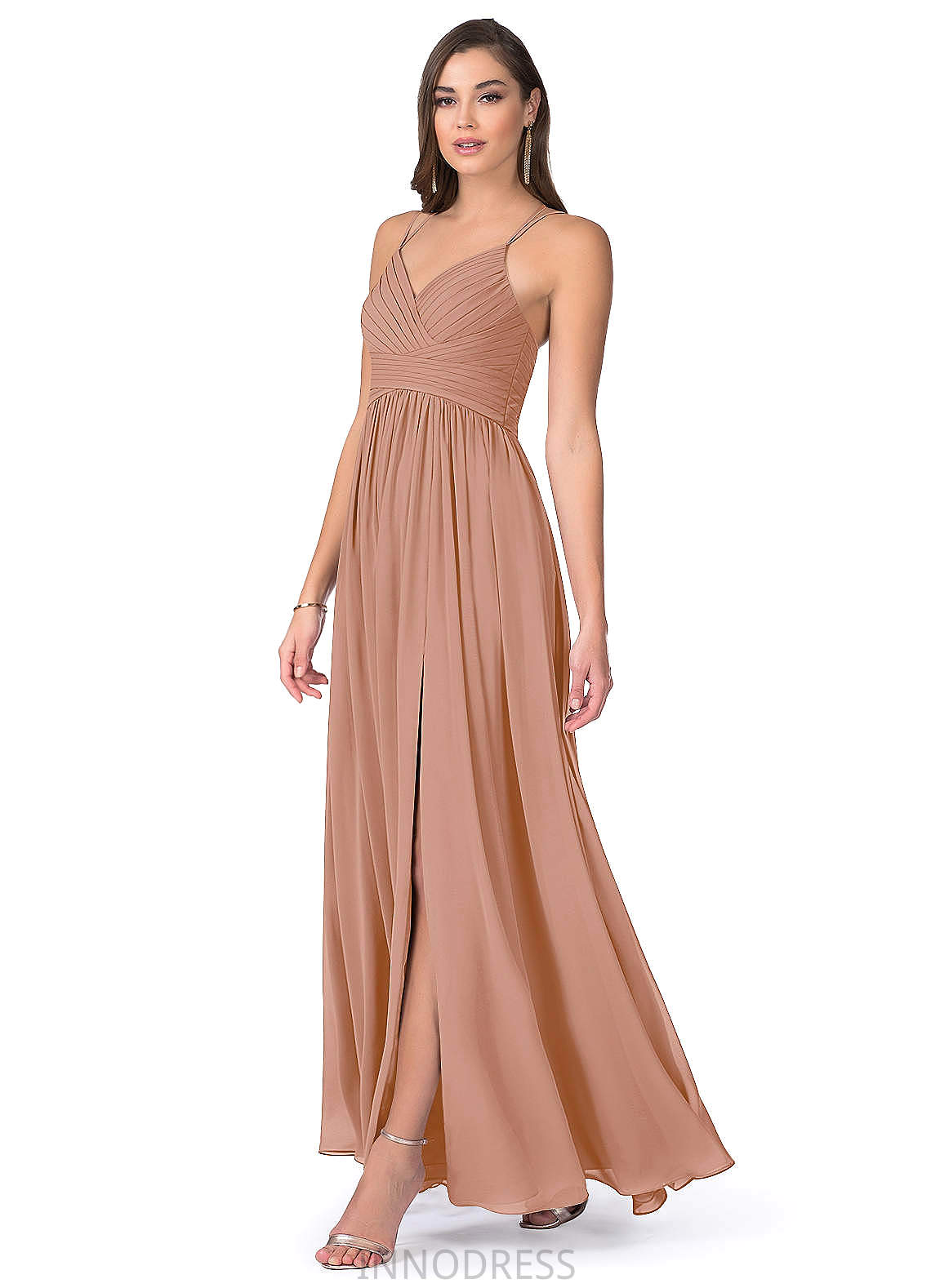 Jane A-Line/Princess Natural Waist Floor Length Straps Sleeveless Bridesmaid Dresses