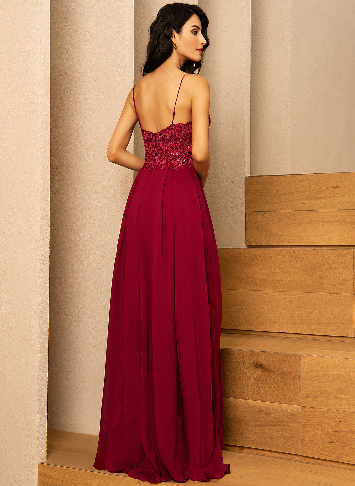 A-Line Sequins Length Floor-Length Fabric Neckline Embellishment V-neck Silhouette Brooklynn Bridesmaid Dresses