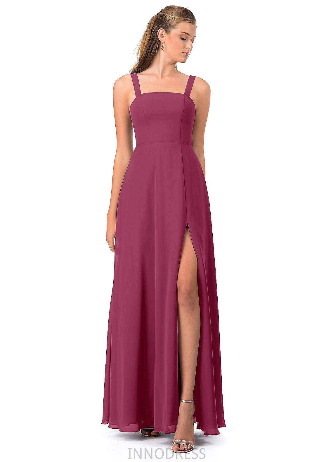 Naima Spaghetti Staps Floor Length A-Line/Princess Natural Waist Sleeveless Bridesmaid Dresses