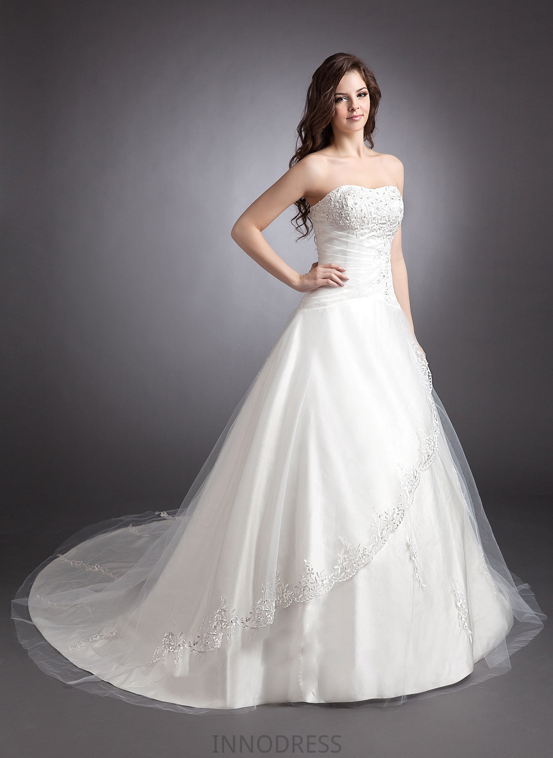 Sweetheart Chapel Margaret Beading With Wedding Dresses Train Ball-Gown/Princess Satin Wedding Dress Lace