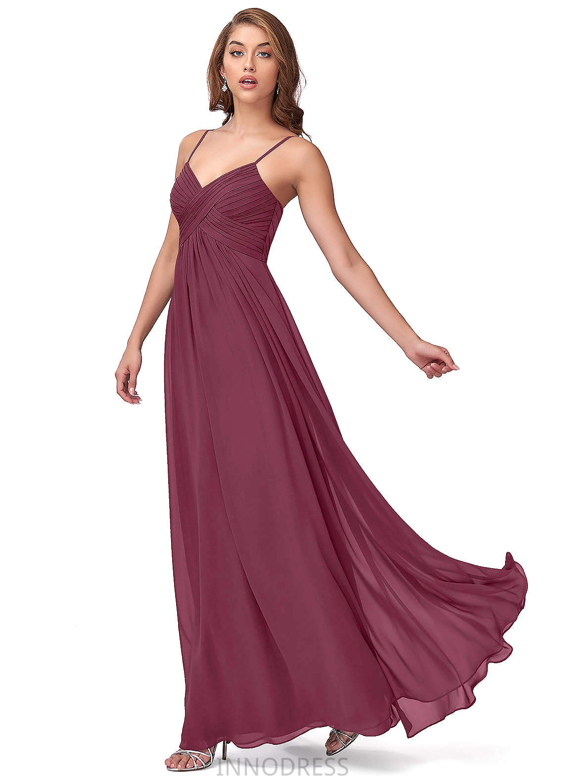 Jazmine Natural Waist Sleeveless A-Line/Princess Floor Length Scoop Bridesmaid Dresses