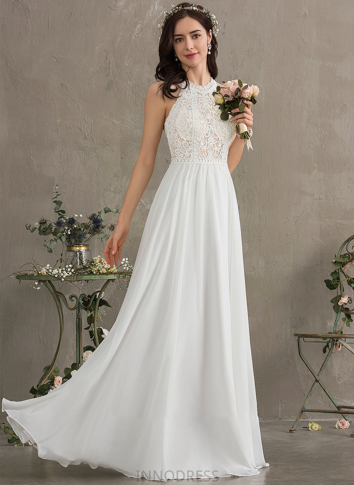 Wedding Dresses Floor-Length Wedding Chiffon Scoop Neck Gemma A-Line Dress