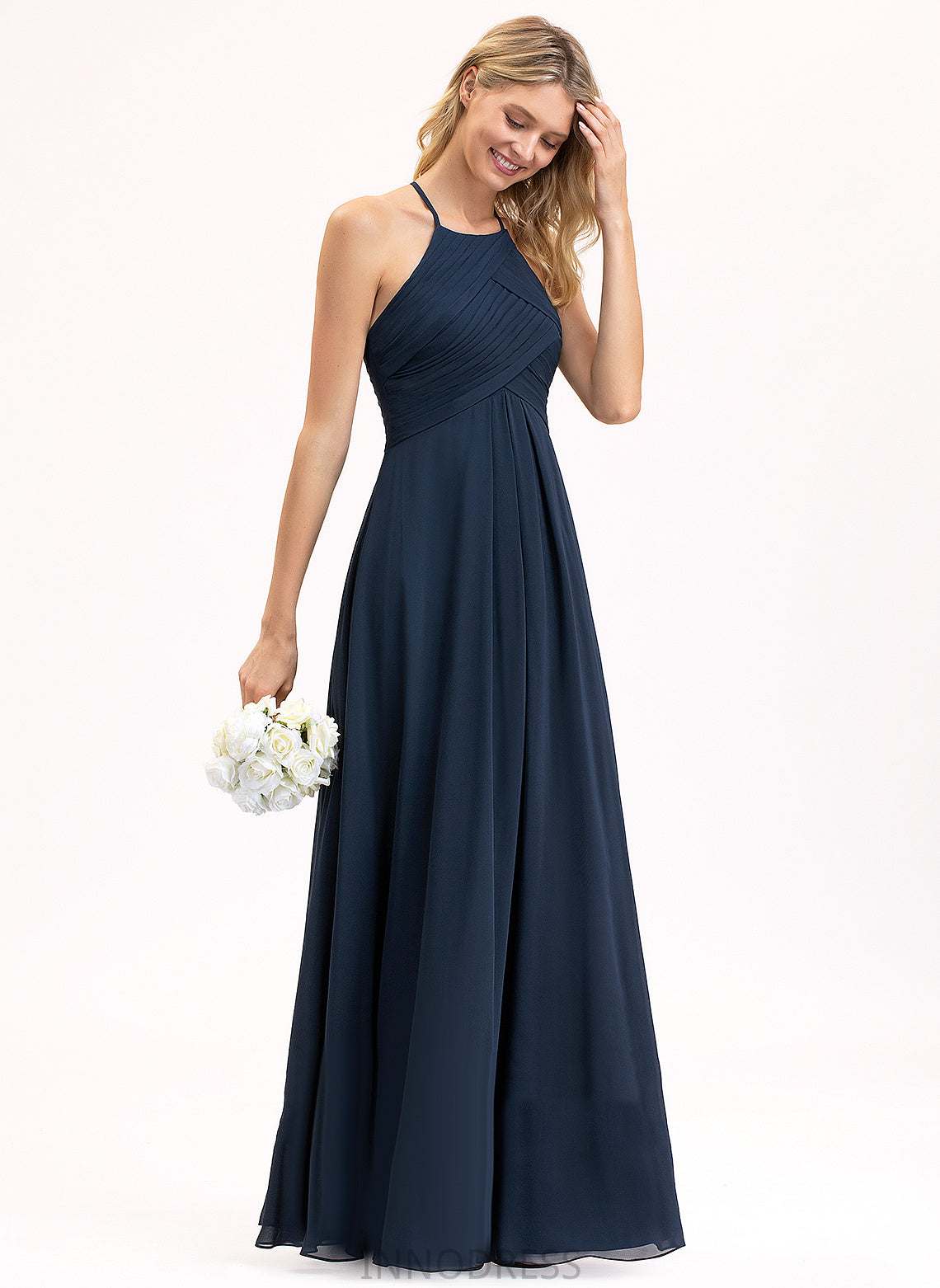 A-Line Neckline Floor-Length Silhouette Length Scoop Pleated Embellishment Fabric Alana Bridesmaid Dresses