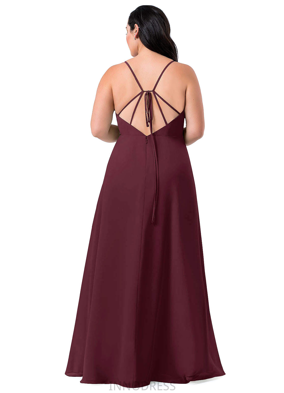 Kelsie Natural Waist Floor Length Spaghetti Staps Sleeveless Sheath/Column Bridesmaid Dresses