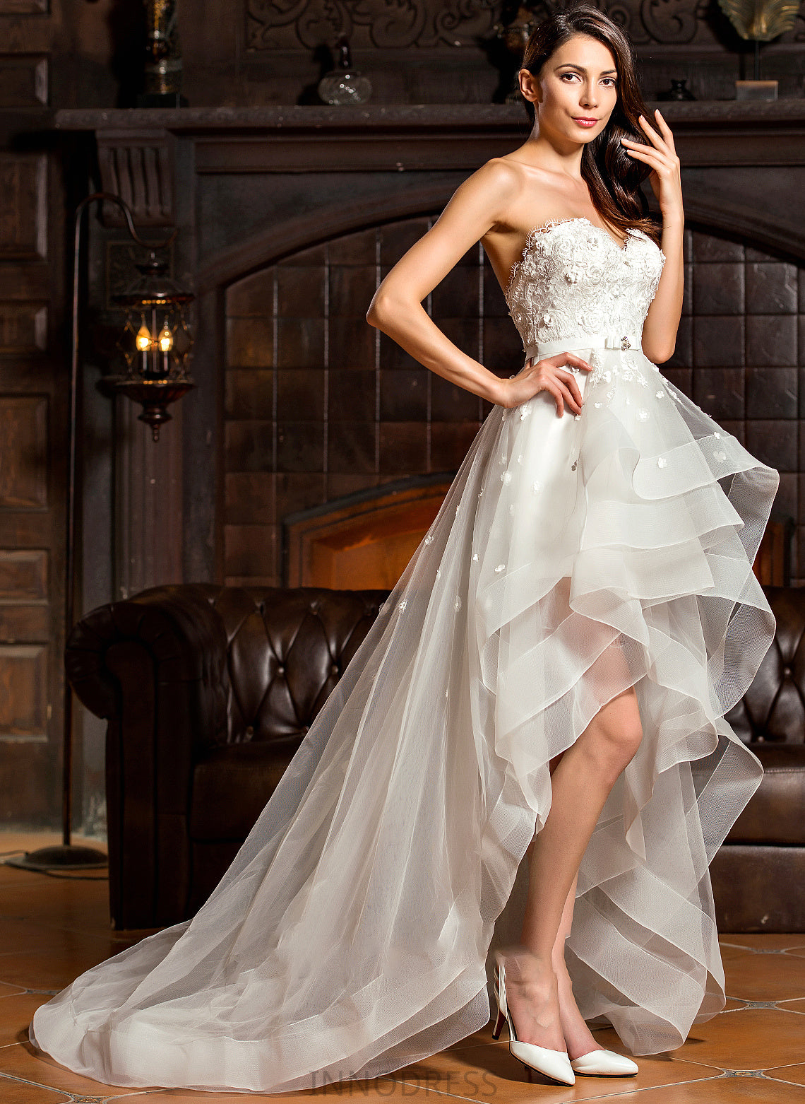 Wedding Beading Tulle Wedding Dresses Dress A-Line With Ann Asymmetrical Sweetheart Bow(s)