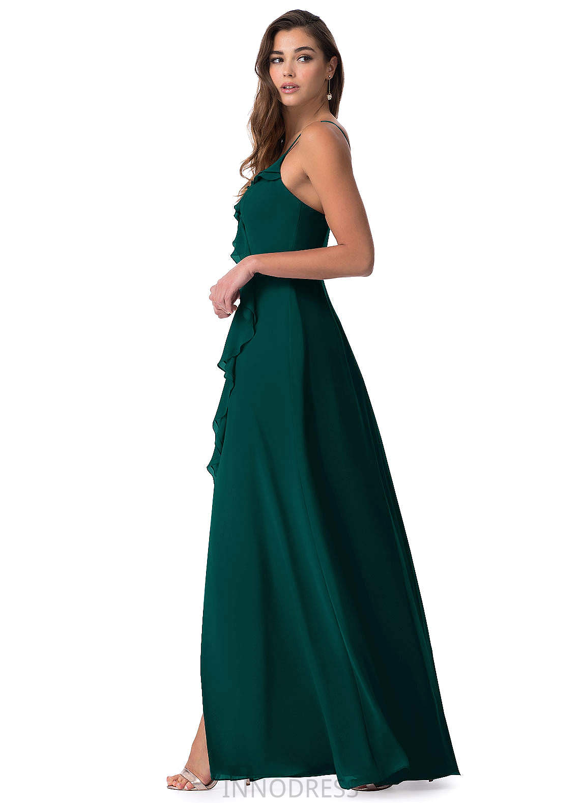 Madelyn Natural Waist Satin Sheath/Column Floor Length Sleeveless Straps Bridesmaid Dresses