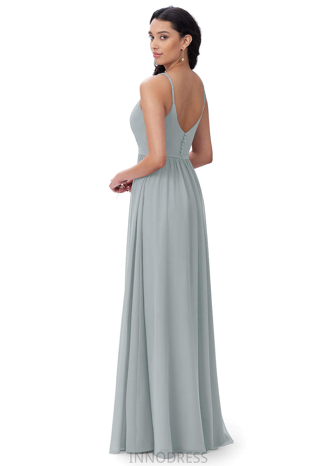 Molly Natural Waist A-Line/Princess Floor Length V-Neck Sleeveless Bridesmaid Dresses