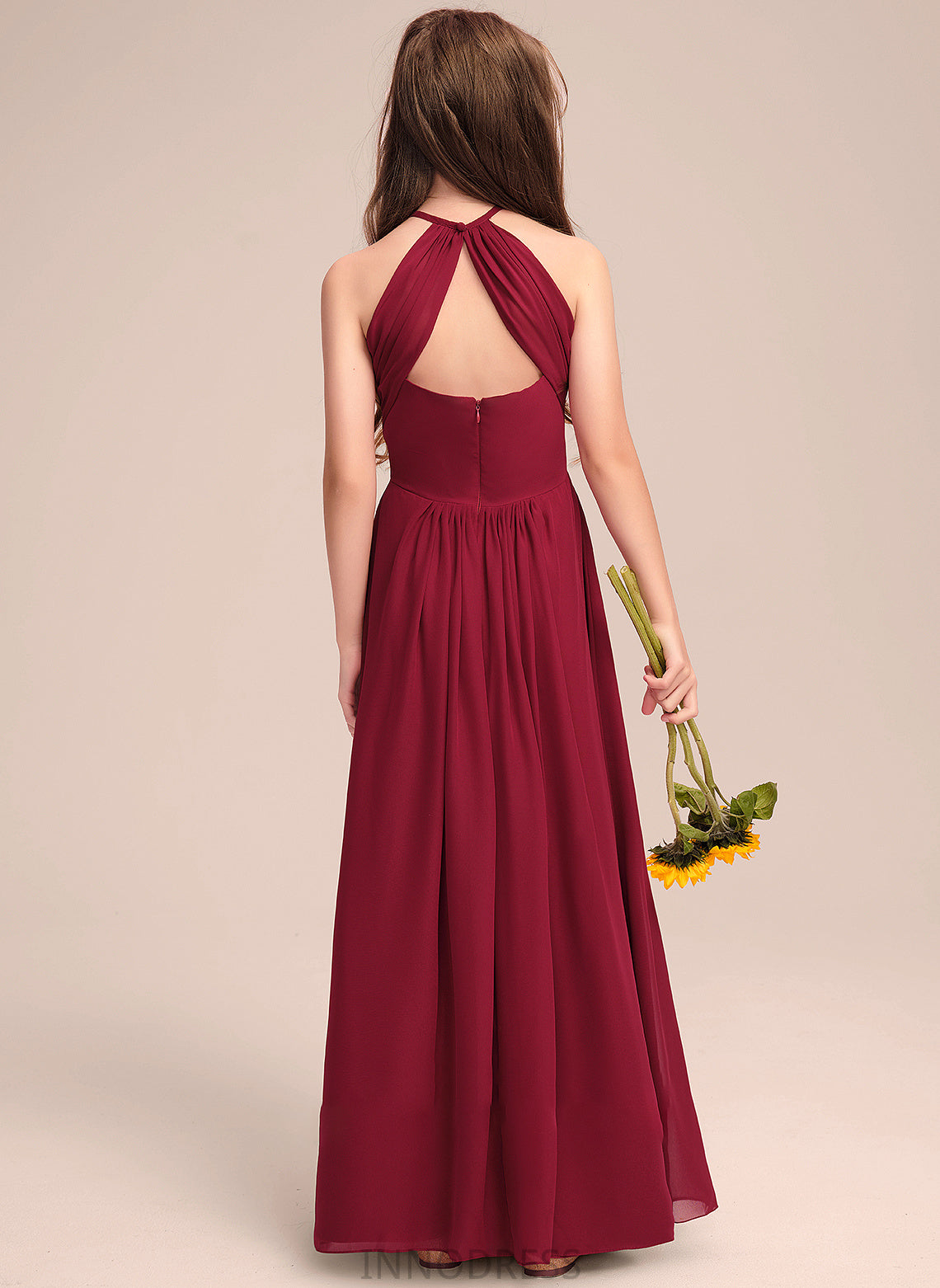 Floor-Length Neck Chiffon Patricia Junior Bridesmaid Dresses A-Line Scoop