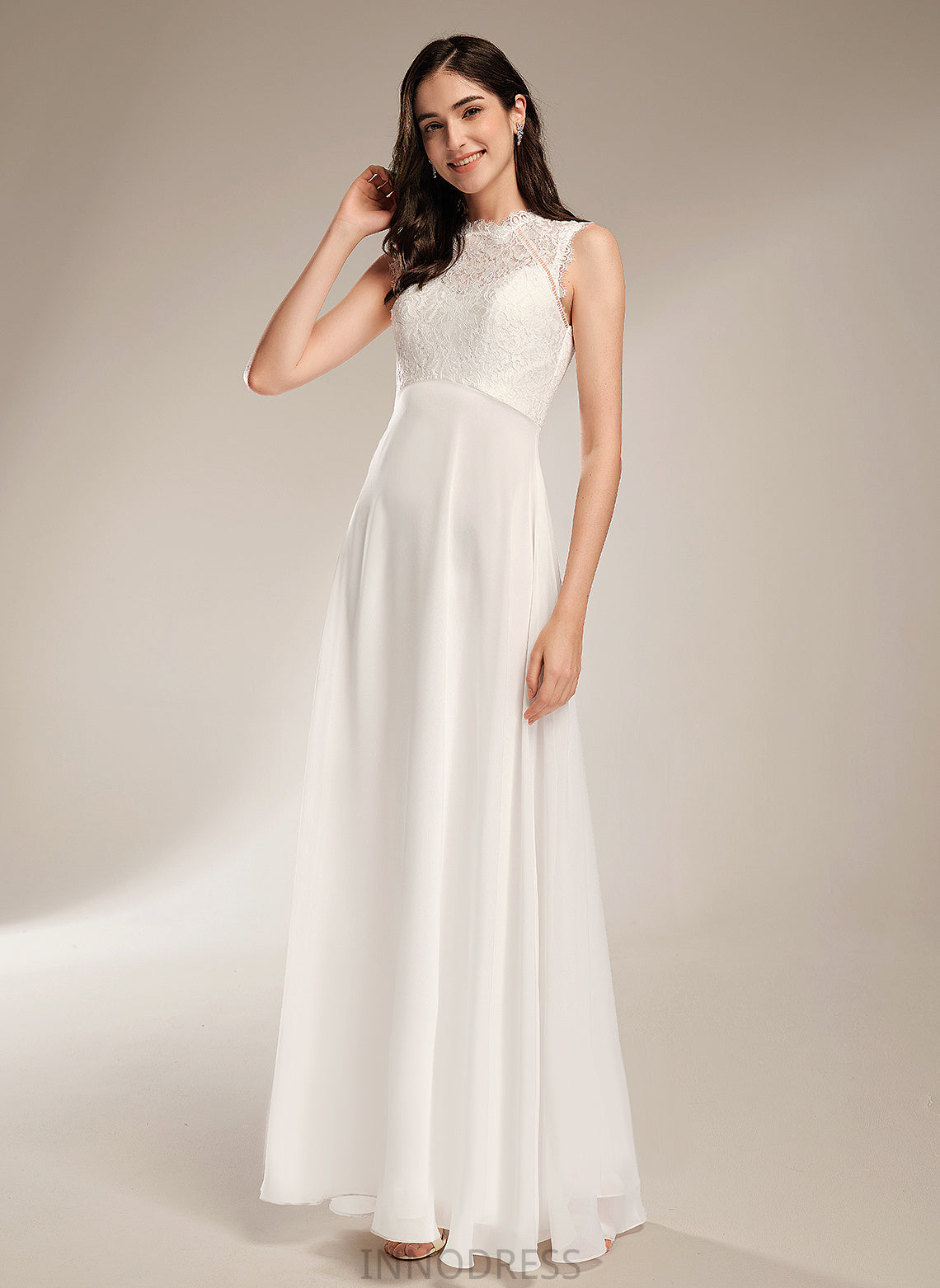 Lace Scoop Penny Dress Wedding Dresses Wedding Floor-Length A-Line Chiffon