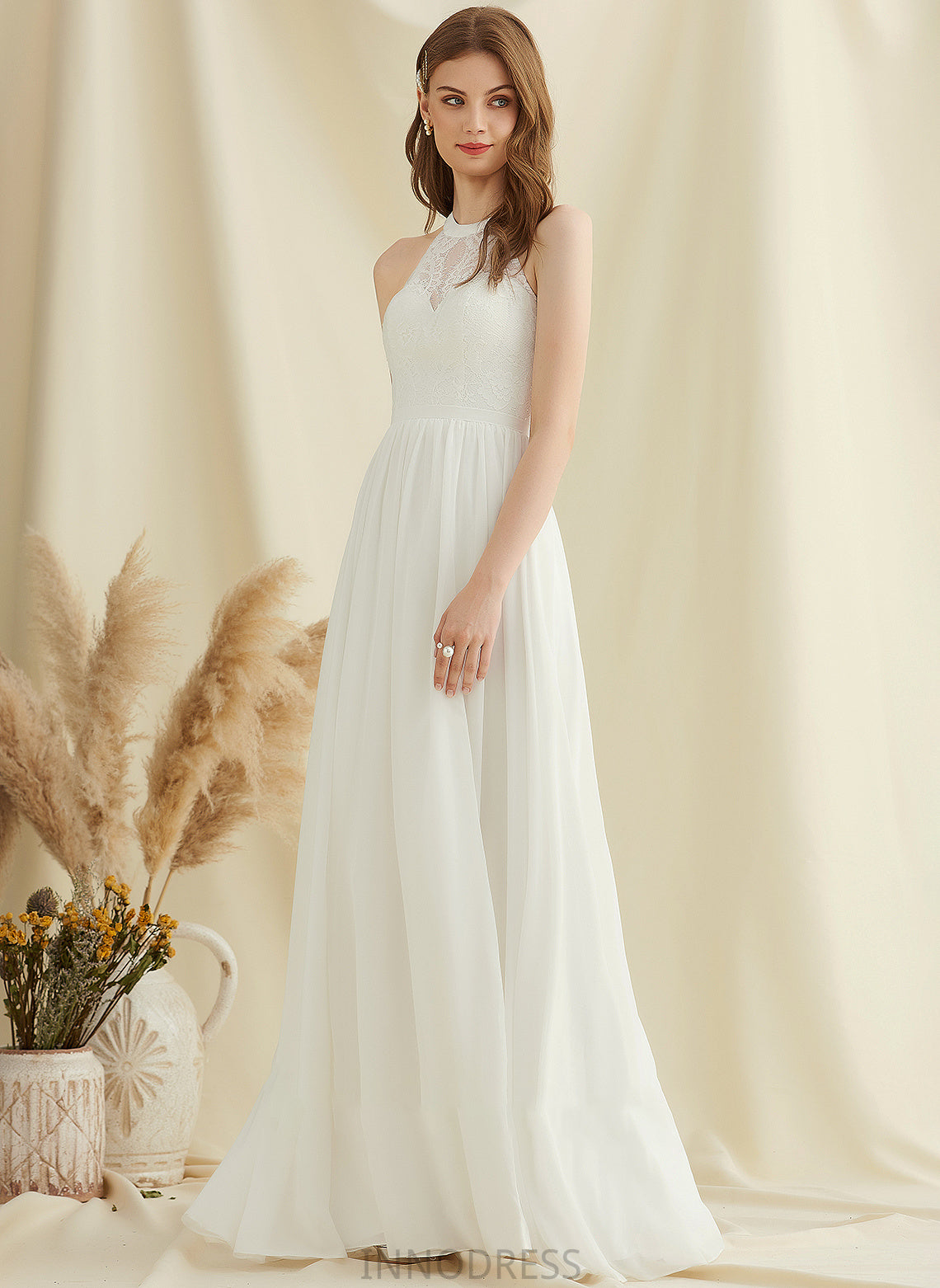 Scoop Wedding Dresses A-Line Front Samara Wedding Floor-Length Chiffon Neck Split Lace With Dress