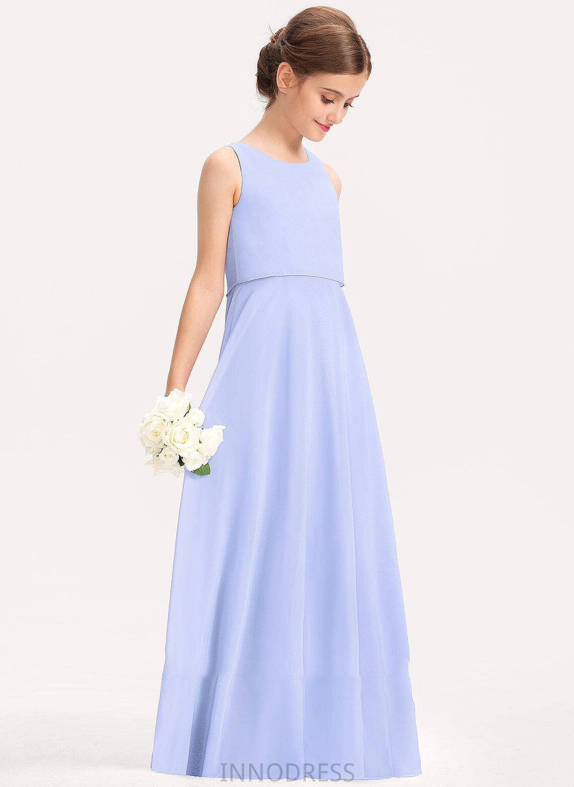 Chiffon A-Line Junior Bridesmaid Dresses Scoop Amari Floor-Length Neck