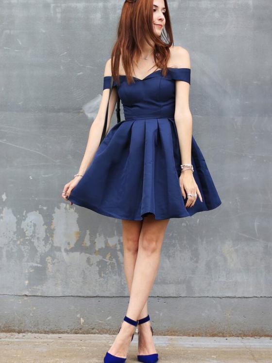 Charming Off the Shoulder A Line Sleeveless Knee Length Homecoming Dresses