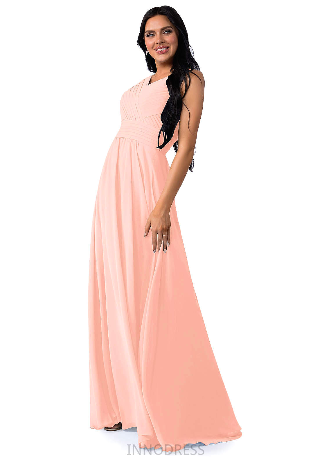 Judy Spaghetti Staps Floor Length Natural Waist Sleeveless A-Line/Princess Bridesmaid Dresses