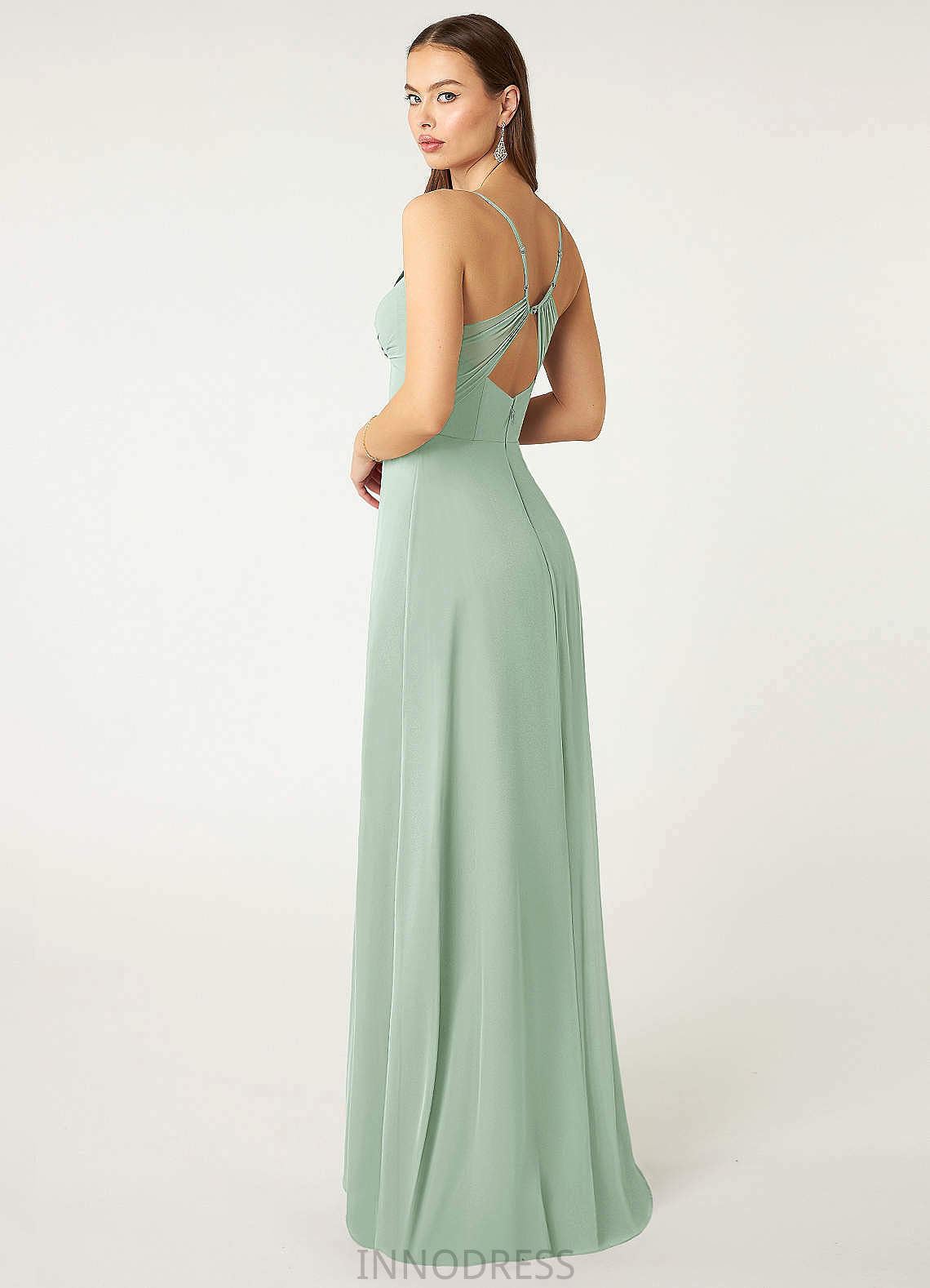 Salma Sleeveless Floor Length V-Neck A-Line/Princess Natural Waist Bridesmaid Dresses