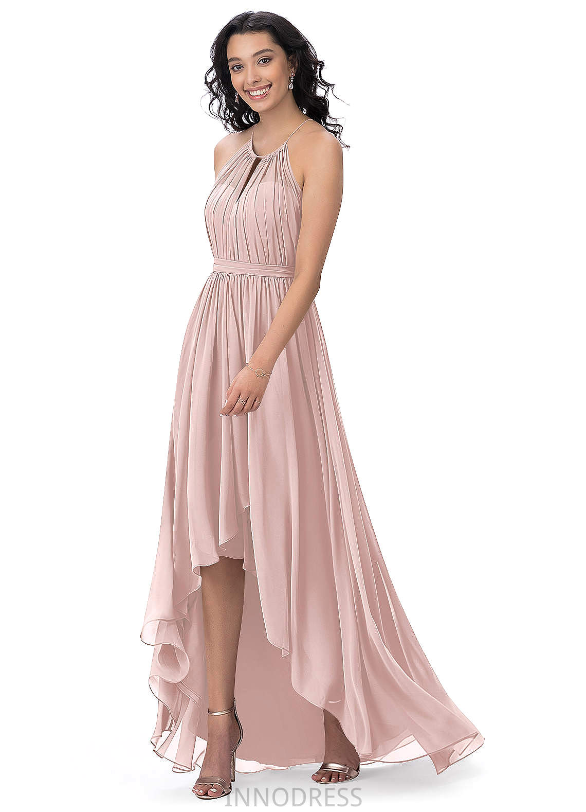 Susan Natural Waist A-Line/Princess Sleeveless Stretch Satin Floor Length Straps Bridesmaid Dresses