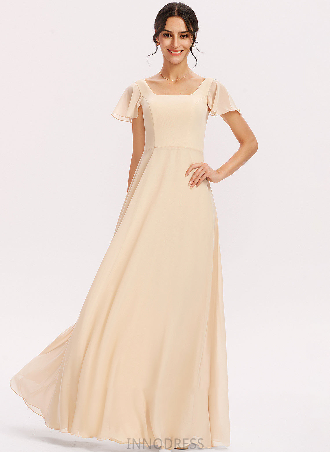 Embellishment Silhouette Length Fabric Floor-Length CascadingRuffles Neckline A-Line SquareNeckline Sloane Floor Length One Shoulder Bridesmaid Dresses