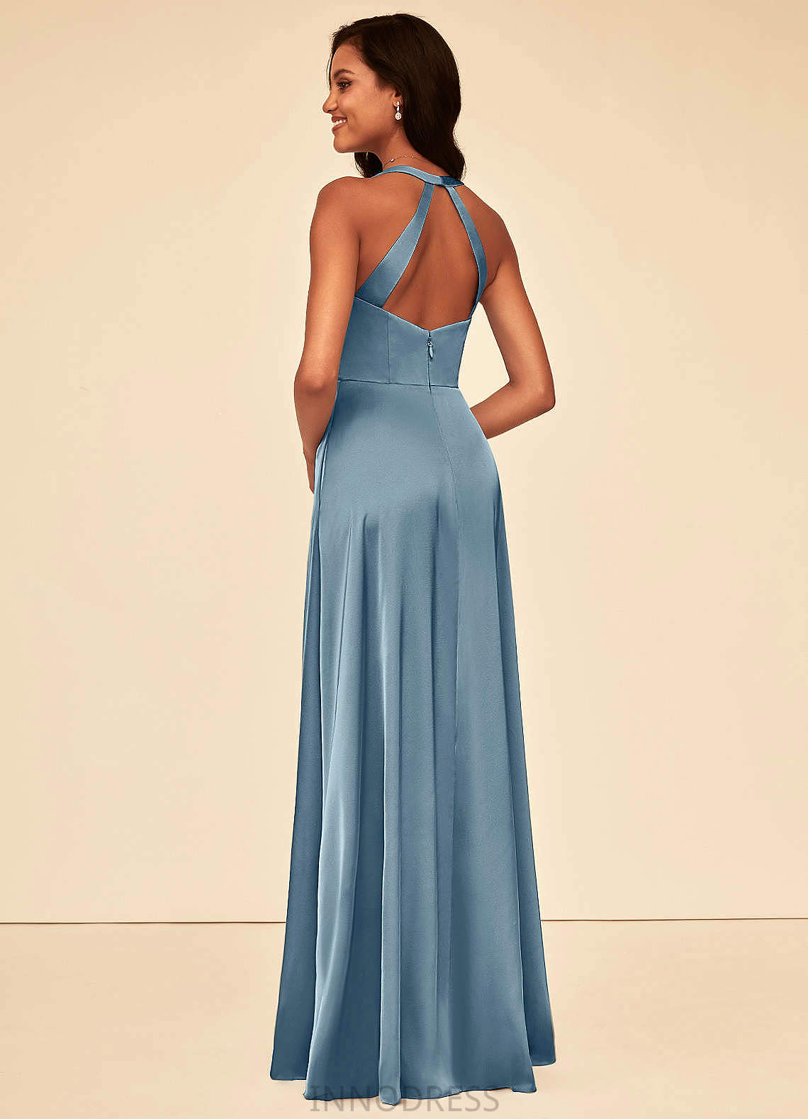 Paola A-Line/Princess Floor Length Natural Waist V-Neck Bridesmaid Dresses