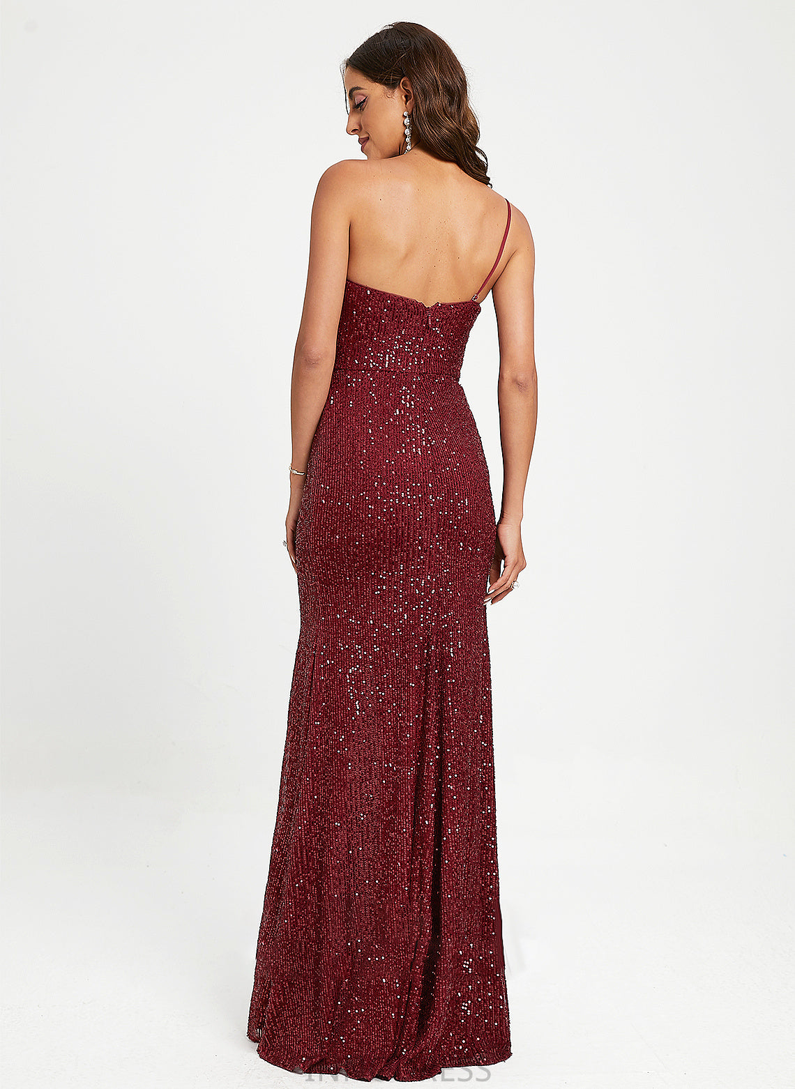 Ruffle Prom Dresses Floor-Length Sequins With Ashleigh One-Shoulder Sheath/Column Sequined