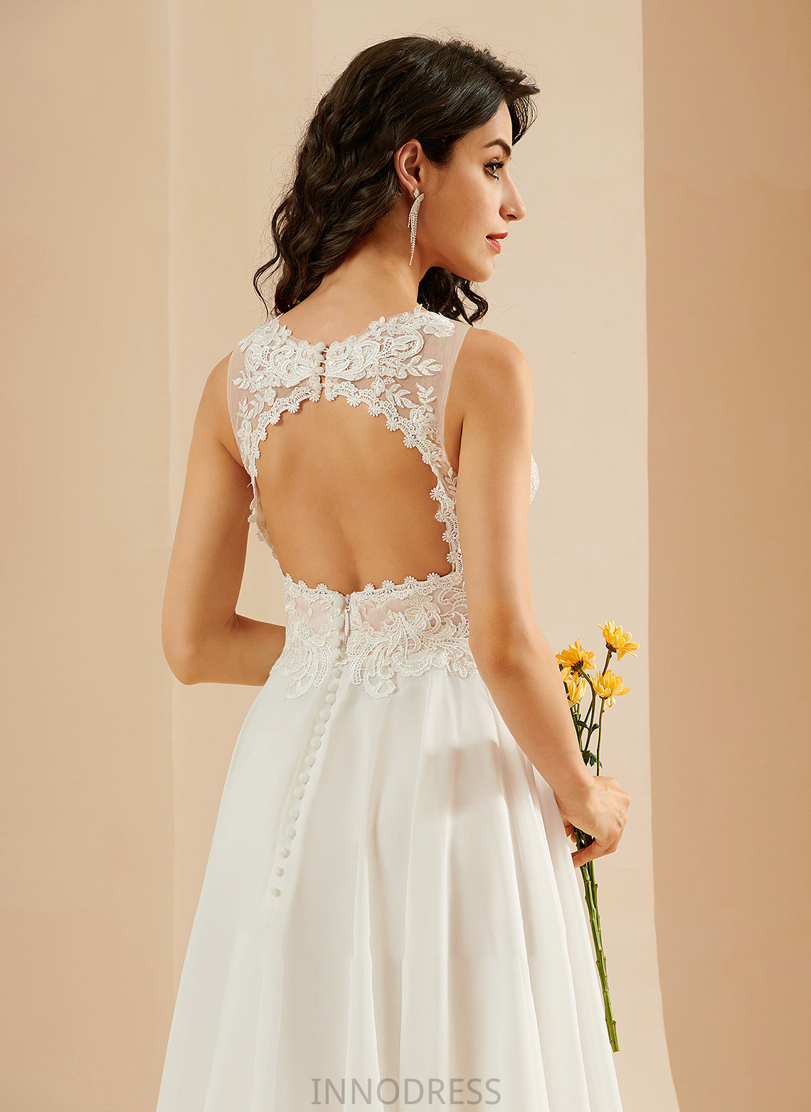 A-Line Sequins With Knee-Length V-neck Wedding Dresses Wedding Lace Liana Dress