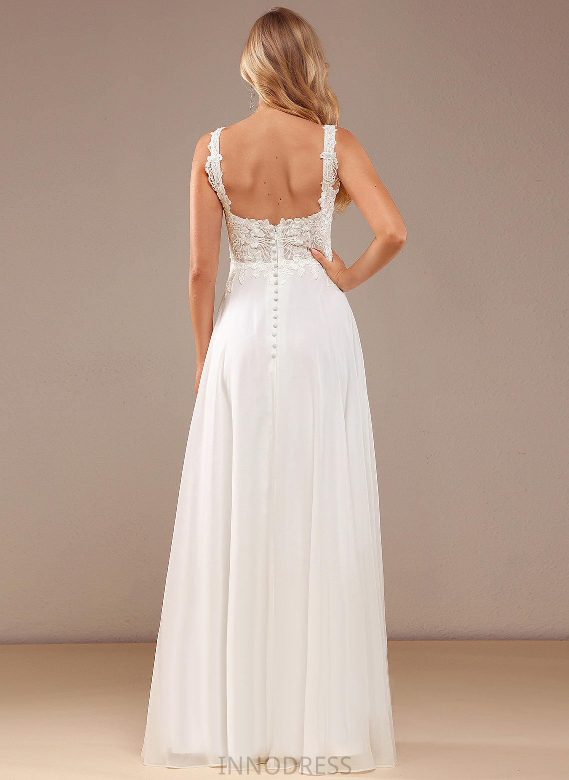 Square Chiffon Floor-Length Wedding Wedding Dresses With A-Line Dress Lace Sanaa Sequins