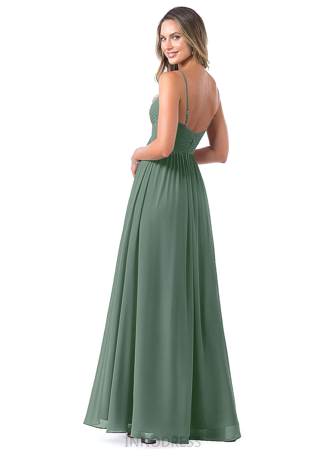 Patti Floor Length Sleeveless Natural Waist Spaghetti Staps A-Line/Princess Bridesmaid Dresses