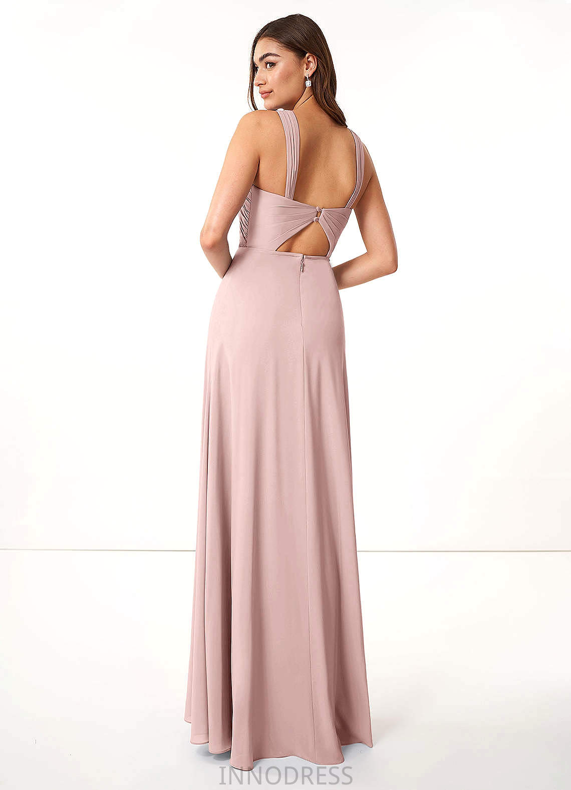 Bella A-Line/Princess V-Neck Sleeveless Floor Length Natural Waist Bridesmaid Dresses