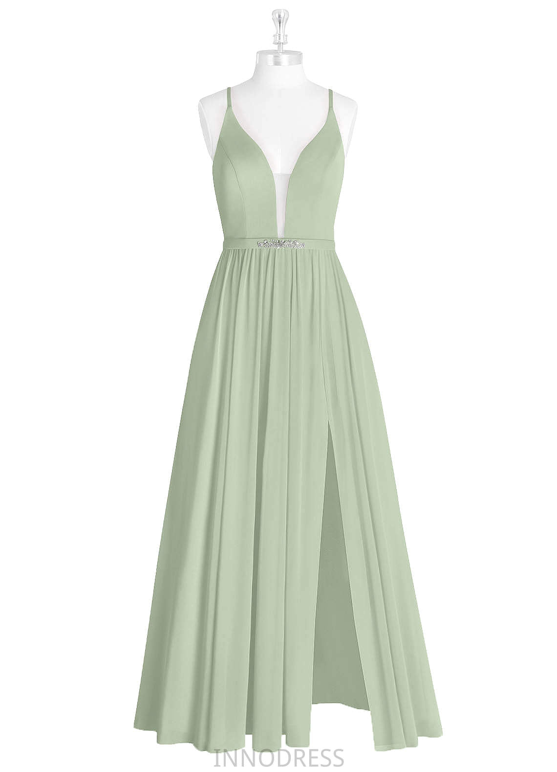 Halle Natural Waist Floor Length Spaghetti Staps A-Line/Princess Sleeveless Bridesmaid Dresses