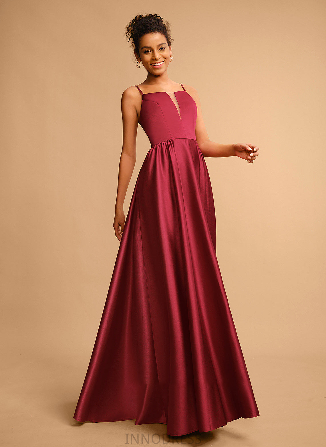 Satin Floor-Length Neckline Prom Dresses Adelaide A-Line Square