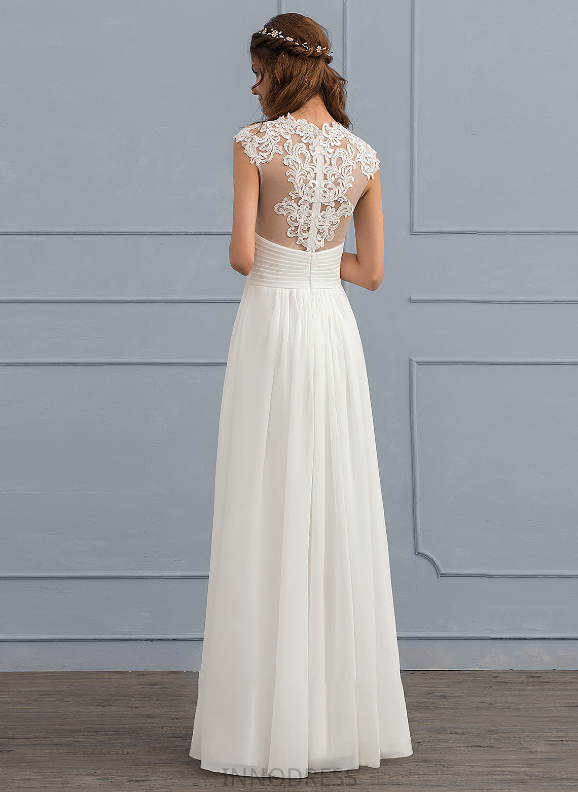 With Ruffle Dress Wedding Dresses Floor-Length Sweetheart Chiffon Wedding A-Line Melina