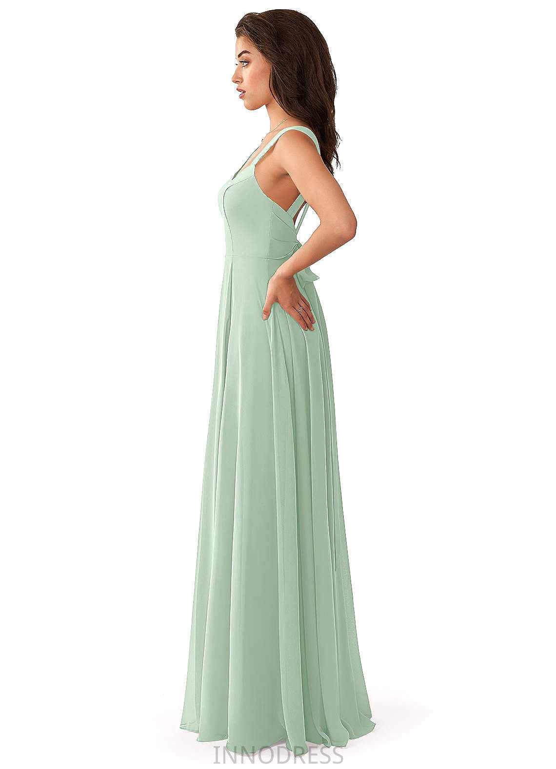 Jamie Floor Length Sleeveless V-Neck A-Line/Princess Natural Waist Bridesmaid Dresses