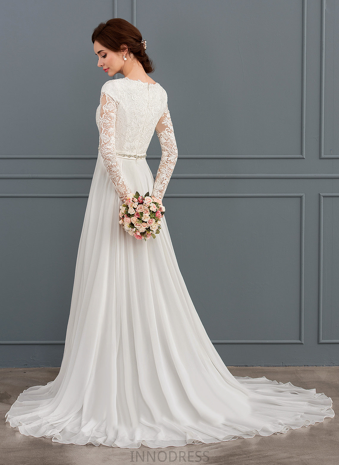 Wedding Dresses Dress Court Chiffon A-Line Wedding Train Taniyah With Beading Lace