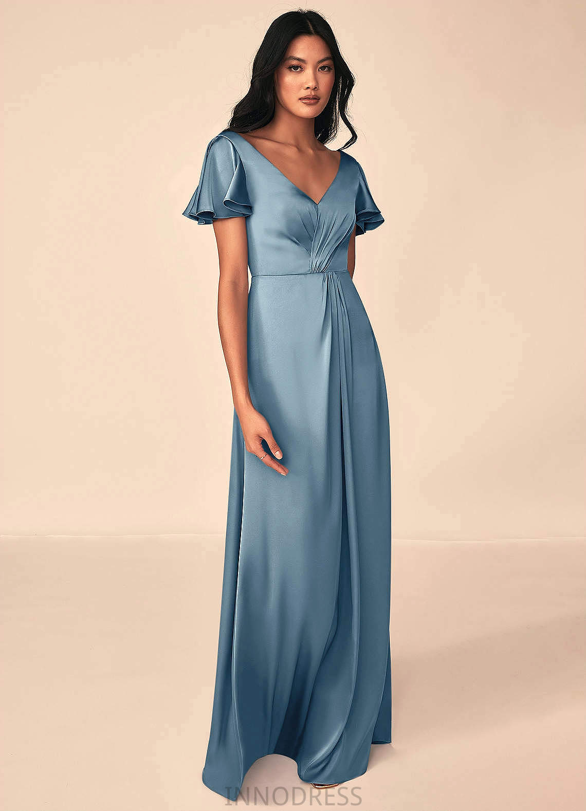 Camila A-Line/Princess Natural Waist Spaghetti Staps Floor Length Sleeveless Bridesmaid Dresses