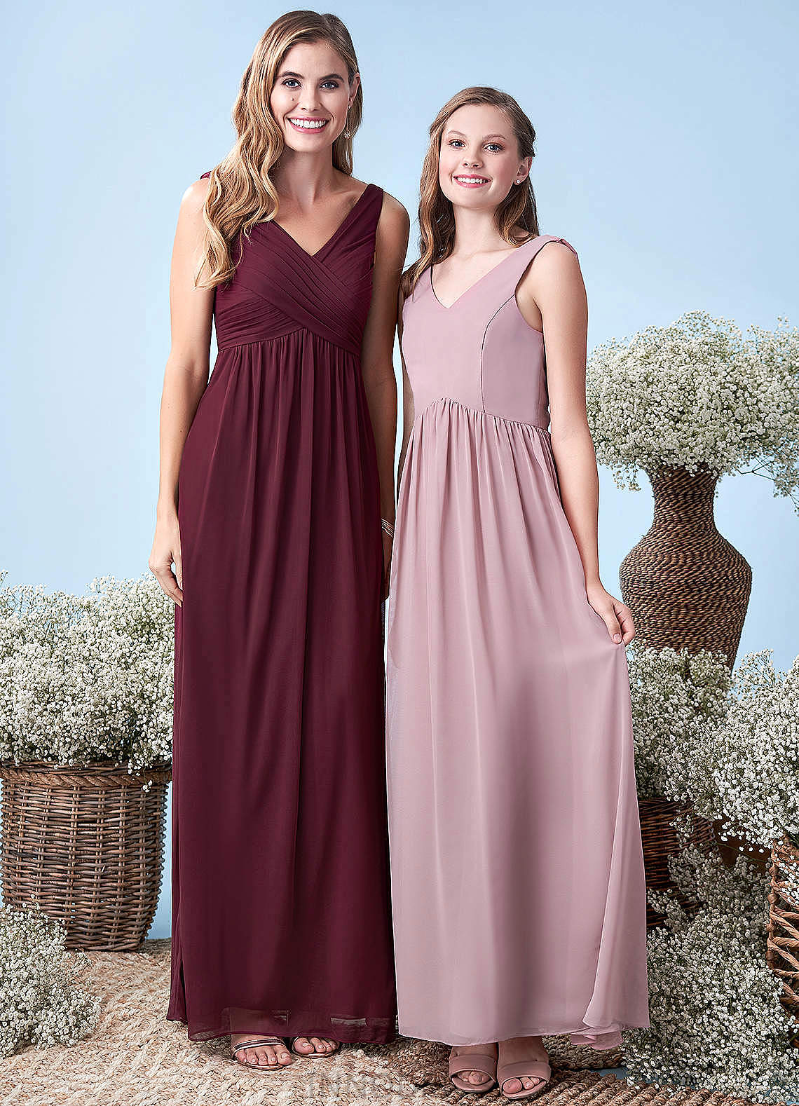 Raelynn Floor Length V-Neck Natural Waist Sleeveless A-Line/Princess Bridesmaid Dresses