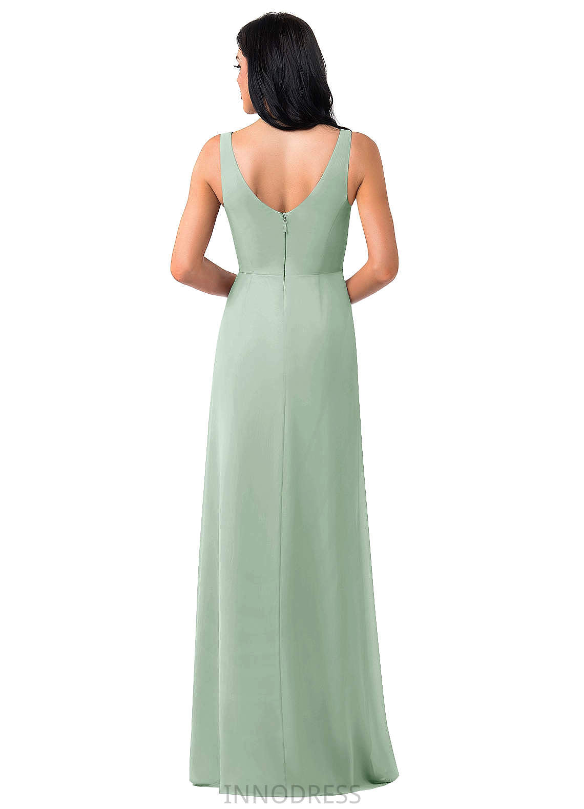 Callie Natural Waist Floor Length V-Neck A-Line/Princess Sleeveless Bridesmaid Dresses