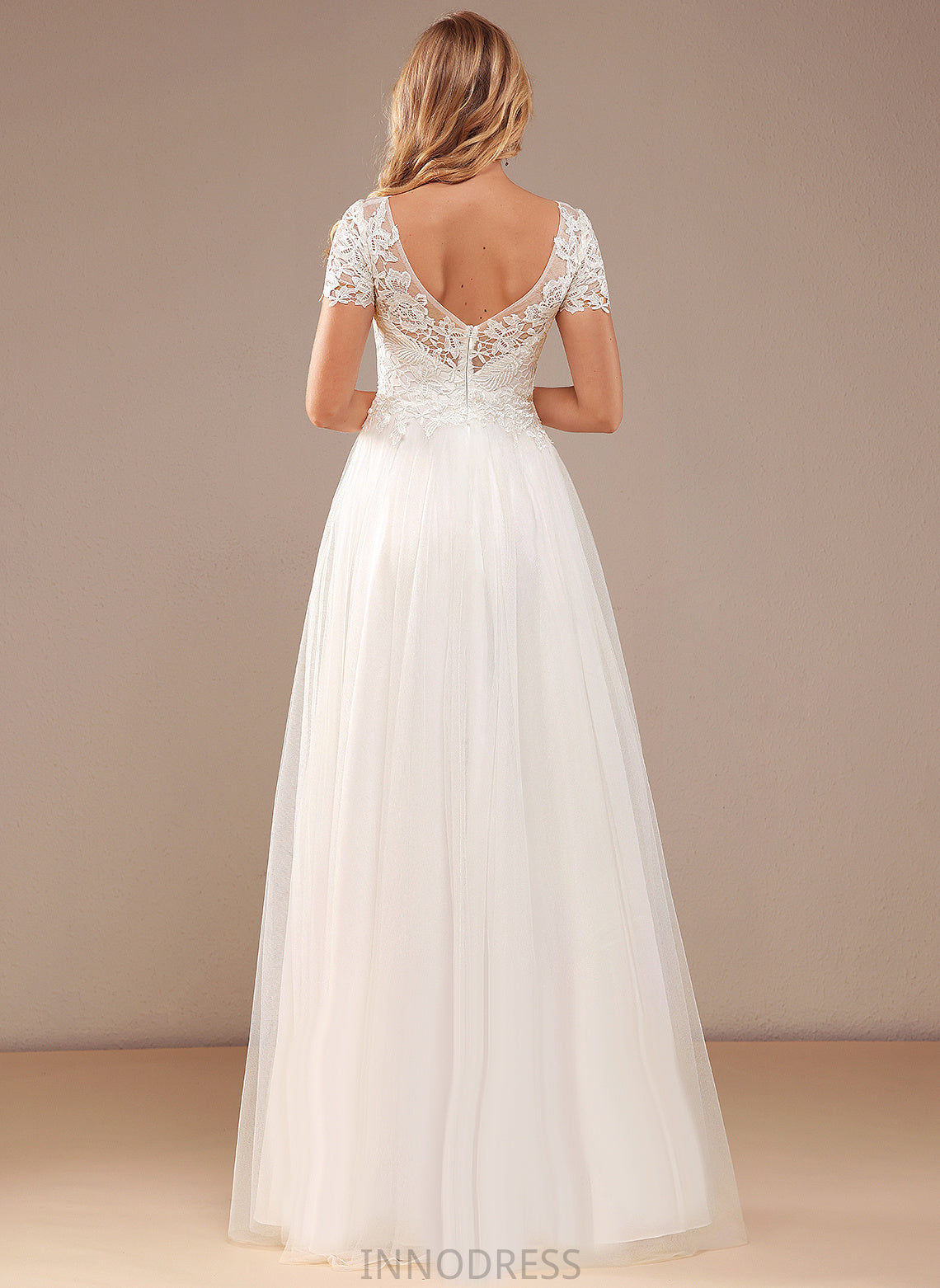 Sloane Lace Lace Floor-Length Neck A-Line With Scoop Wedding Dresses Tulle Wedding Dress