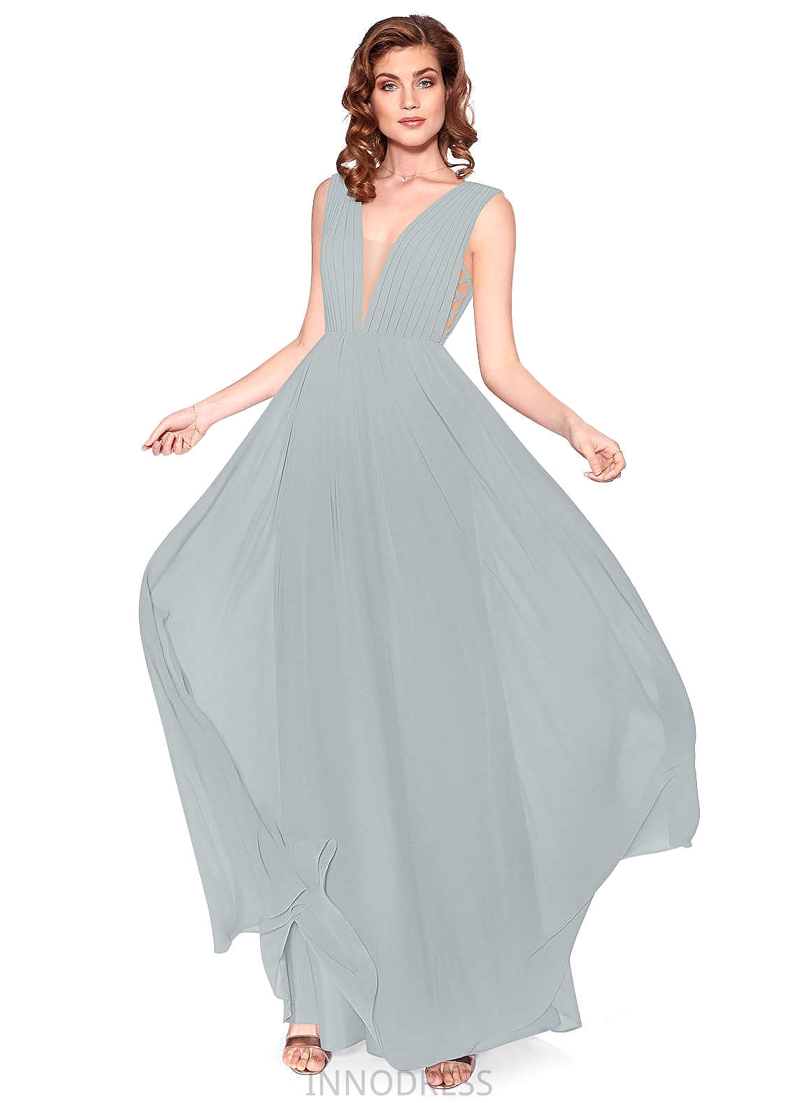 Jillian A-Line/Princess Floor Length Spaghetti Staps Natural Waist Sleeveless Bridesmaid Dresses