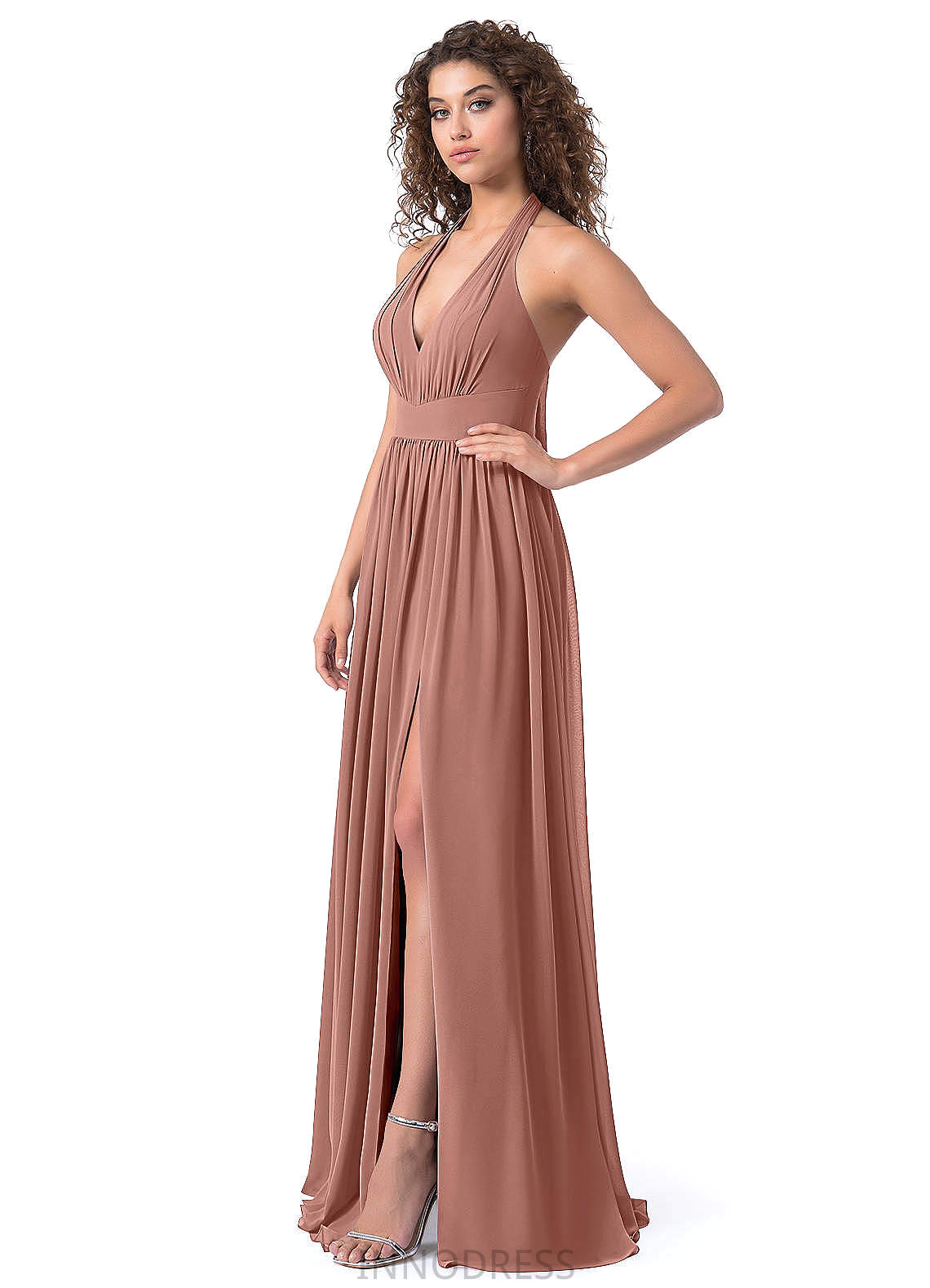 Salma Floor Length Sleeveless A-Line/Princess Natural Waist V-Neck Bridesmaid Dresses