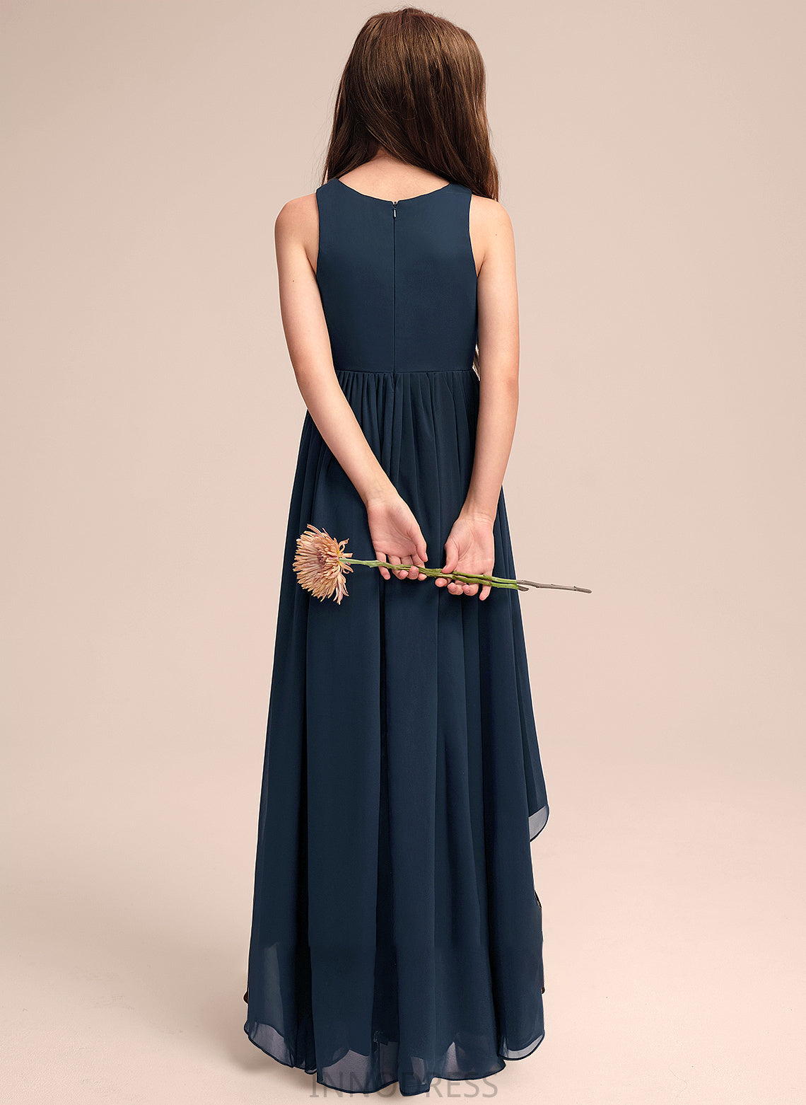 Scoop Chiffon Junior Bridesmaid Dresses Aspen A-Line Asymmetrical Neck