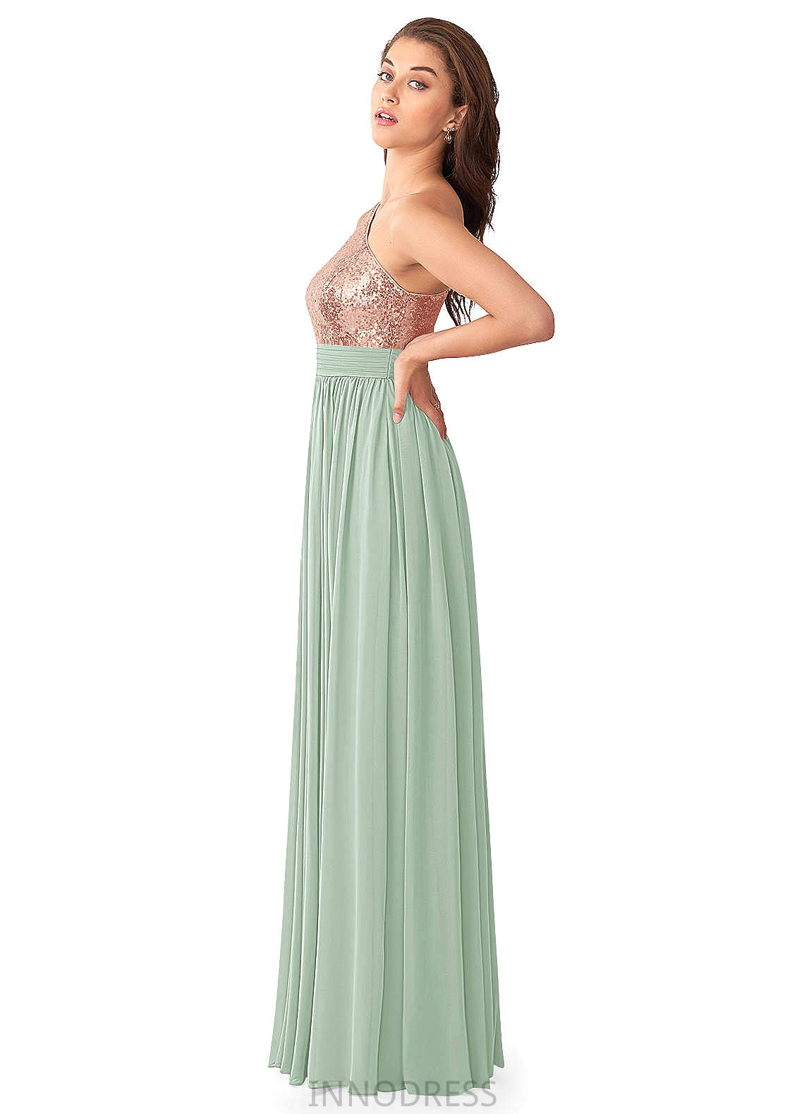 Angel Sleeveless Natural Waist A-Line/Princess Scoop Floor Length Bridesmaid Dresses