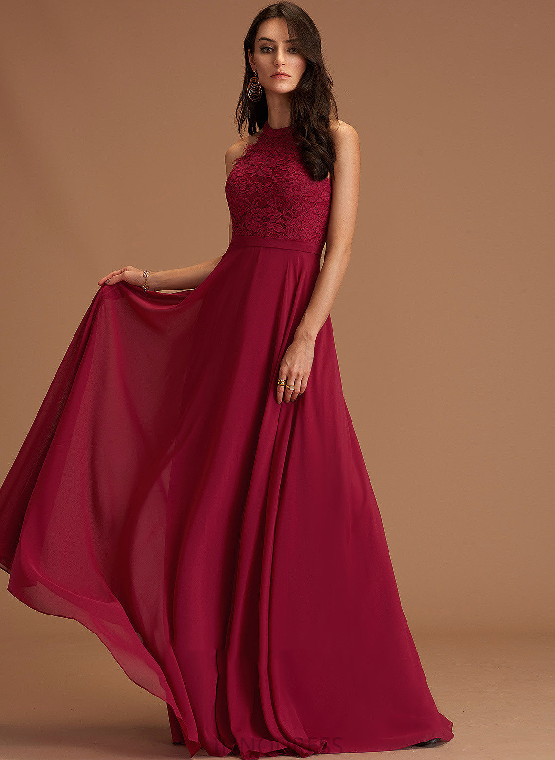 Neckline Floor-Length Silhouette Straps&Sleeves Scoop Length Fabric A-Line Viola Bridesmaid Dresses