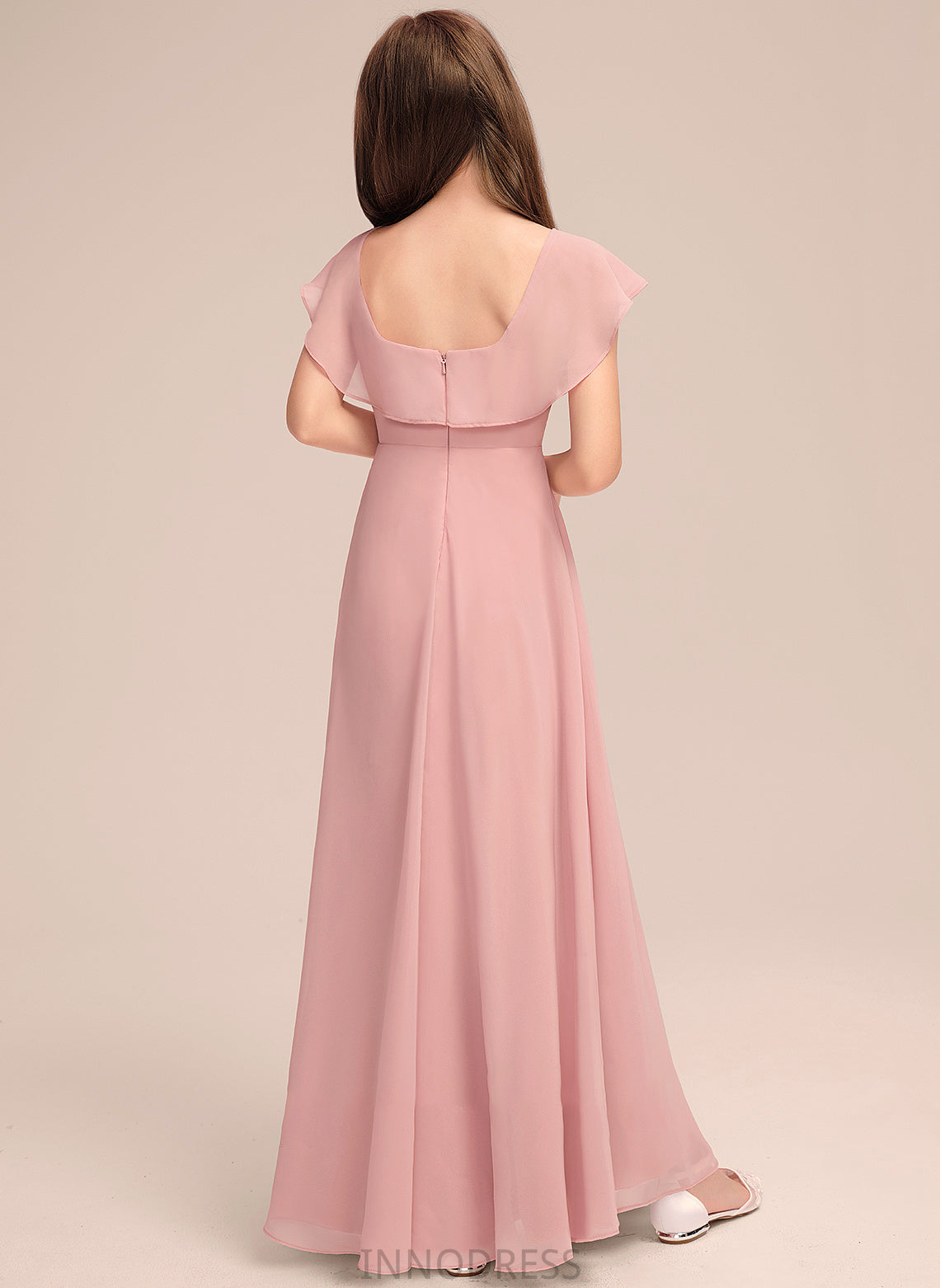 With Floor-Length A-Line Neck Maliyah Cascading Scoop Chiffon Junior Bridesmaid Dresses Ruffles