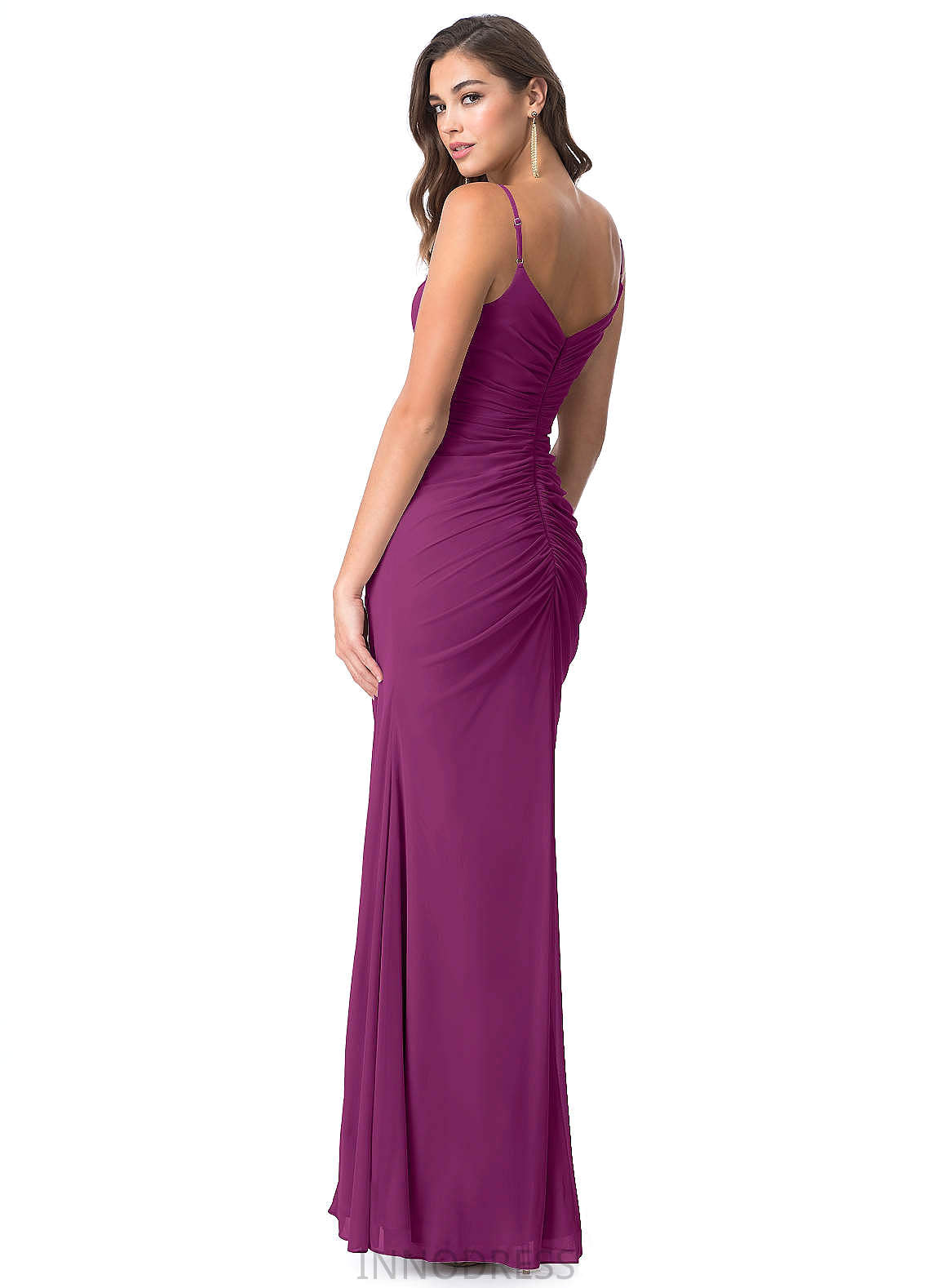 Kendal One Shoulder Natural Waist Trumpet/Mermaid Sleeveless Velvet Floor Length Bridesmaid Dresses