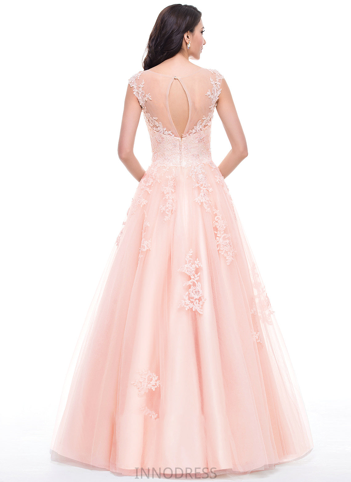 Prom Dresses Lace Appliques Kailyn Tulle Sequins Floor-Length Ball-Gown/Princess With Neck Beading Scoop