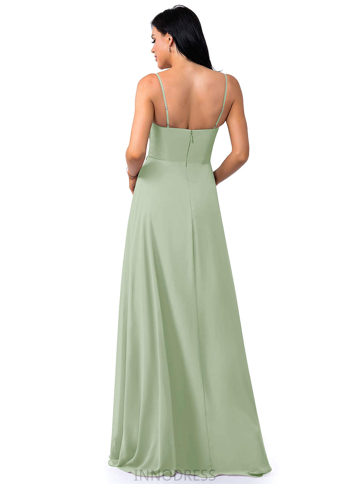 Taliyah Sheath/Column Satin Floor Length Sleeveless Natural Waist V-Neck Bridesmaid Dresses