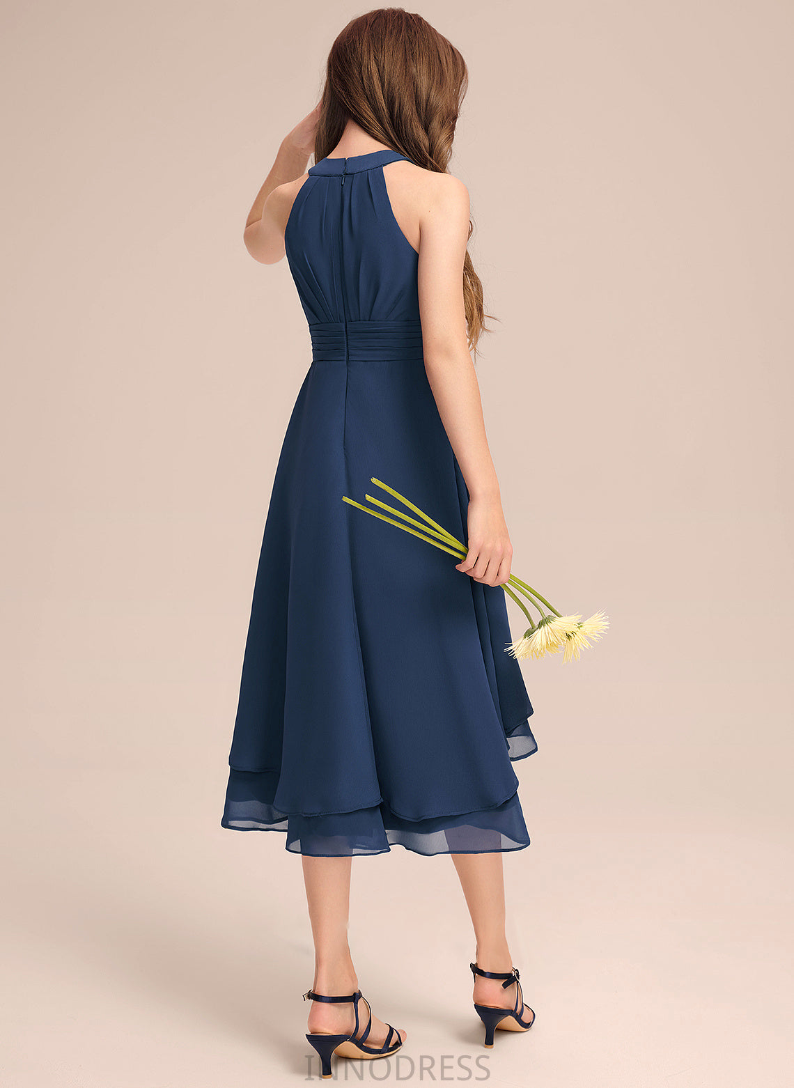 With Chiffon Scoop Neck Ruffles A-Line Anya Asymmetrical Junior Bridesmaid Dresses