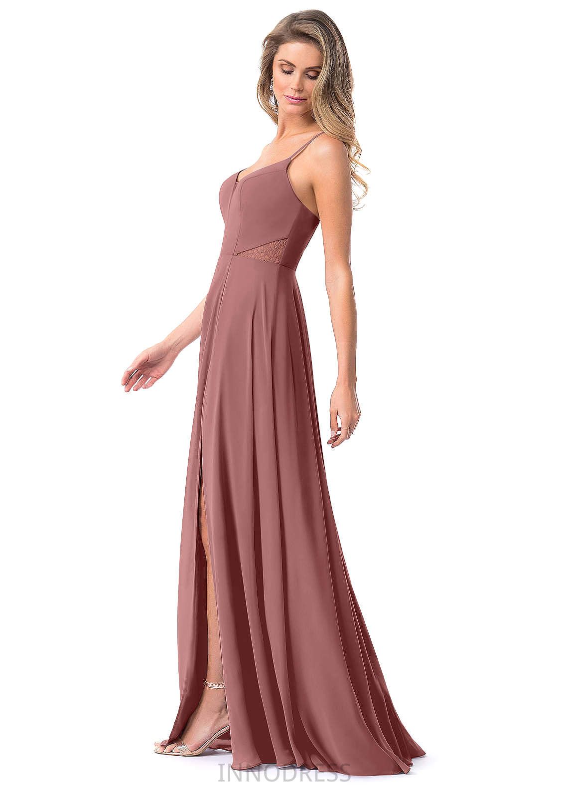 Marlene Floor Length Natural Waist Short Sleeves A-Line/Princess V-Neck Bridesmaid Dresses