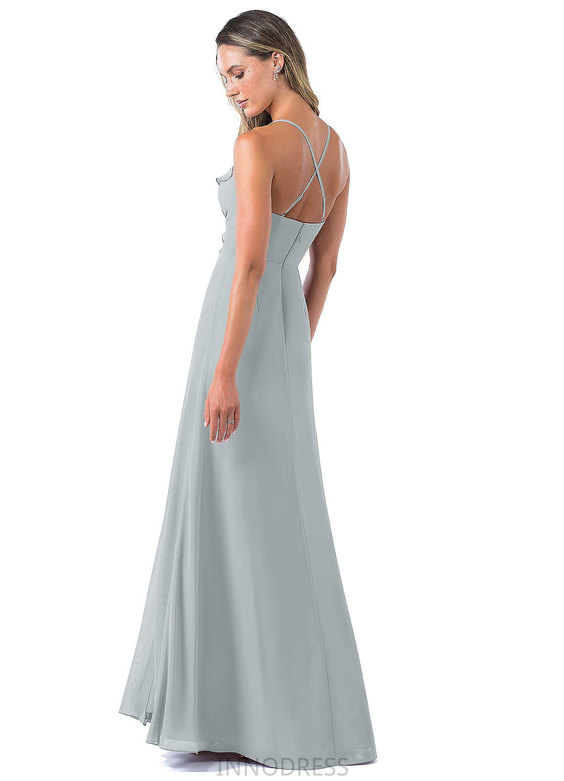 Saige Natural Waist Straps Off The Shoulder Floor Length Sleeveless Bridesmaid Dresses