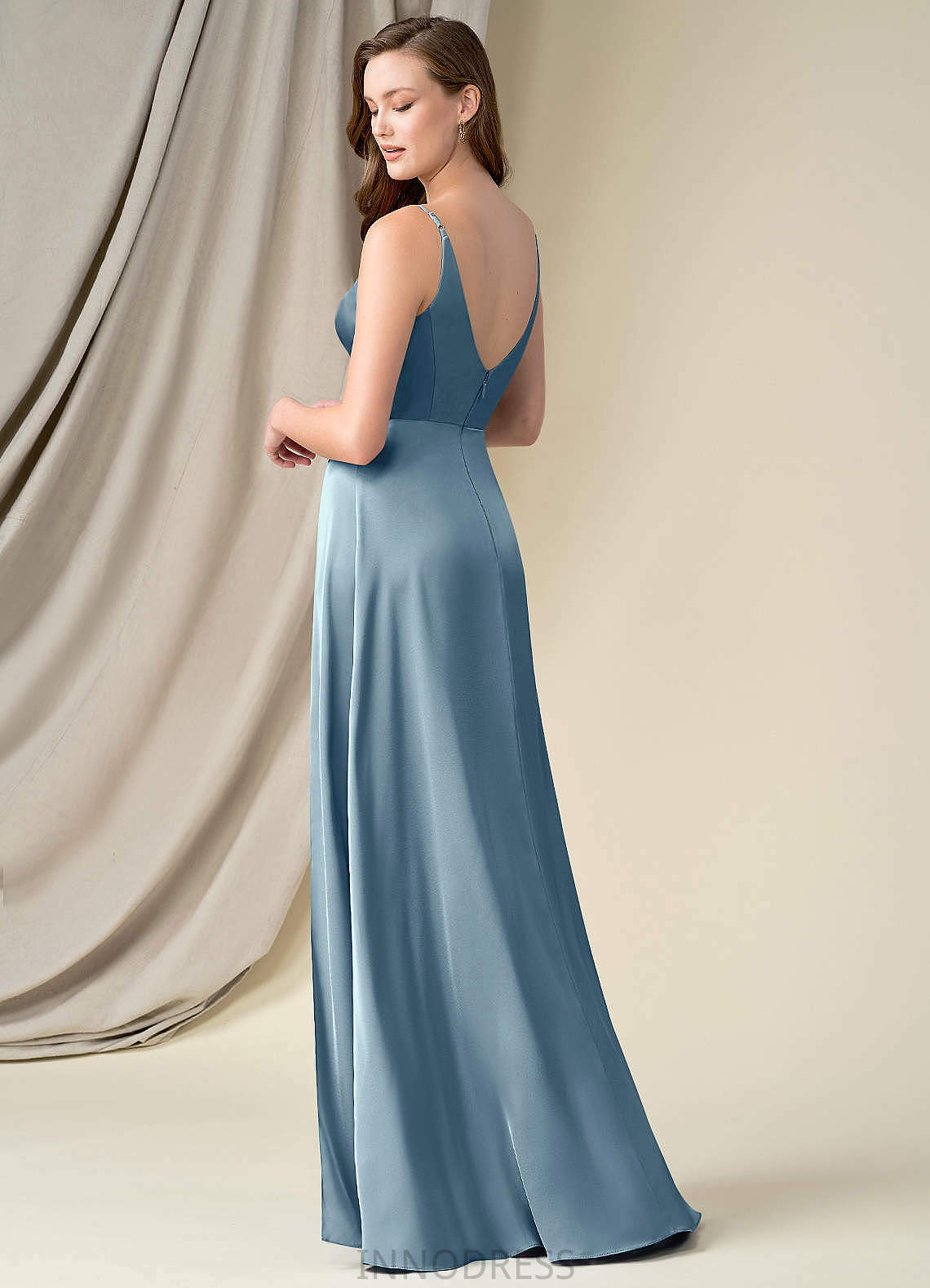 Janet A-Line/Princess Natural Waist Spaghetti Staps Floor Length Sleeveless Bridesmaid Dresses